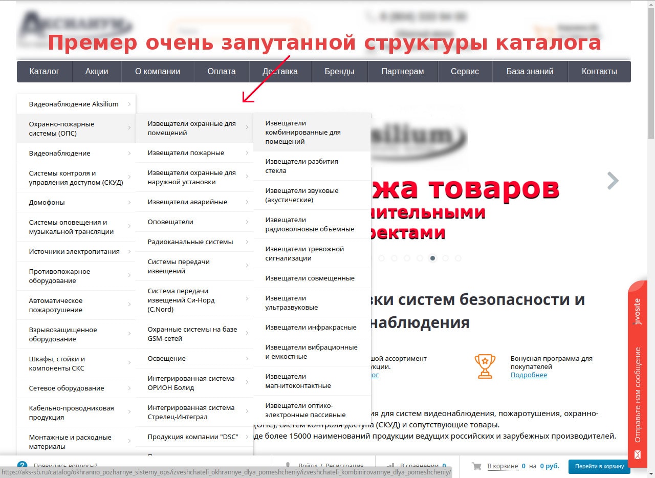 ошибки в юзабилити сайта, навигация, каталог